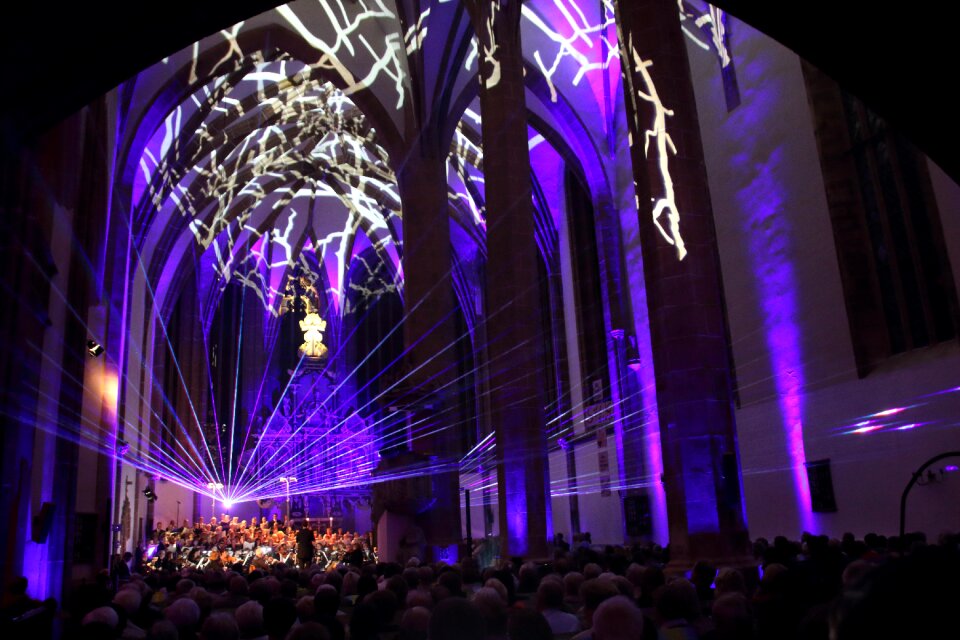 Church room choir laser show
