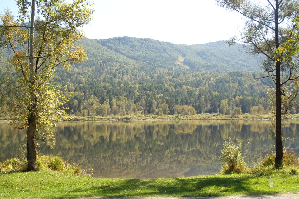The lake manzherok mountain lake autumn in the mountains