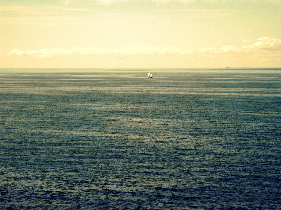 Lonely boat ocean