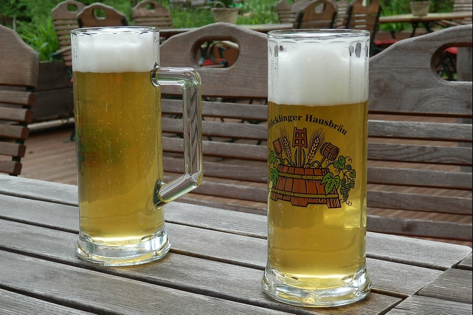Beer garden wood table