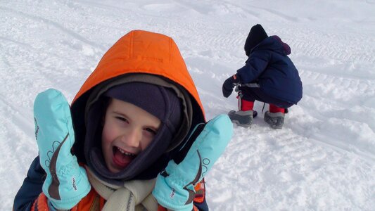 Cold children on snow games