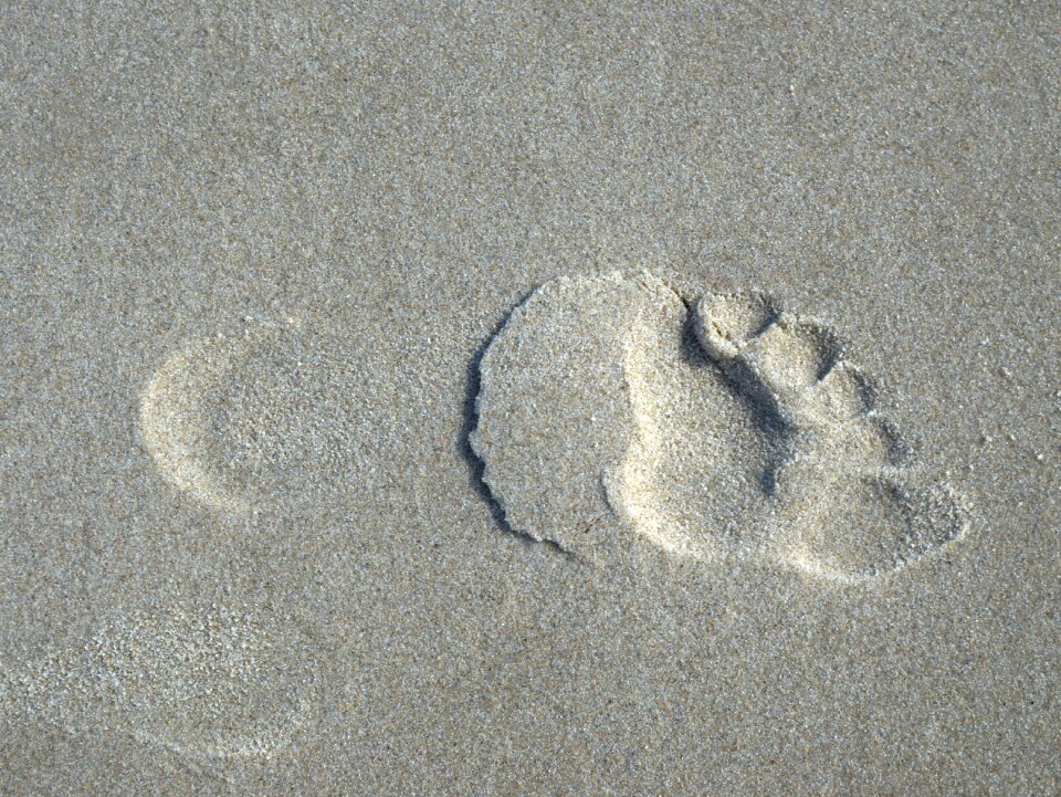 Footprints traces tracks in the sand photo