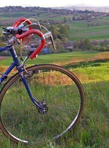 Retro bike steering wheel view photo