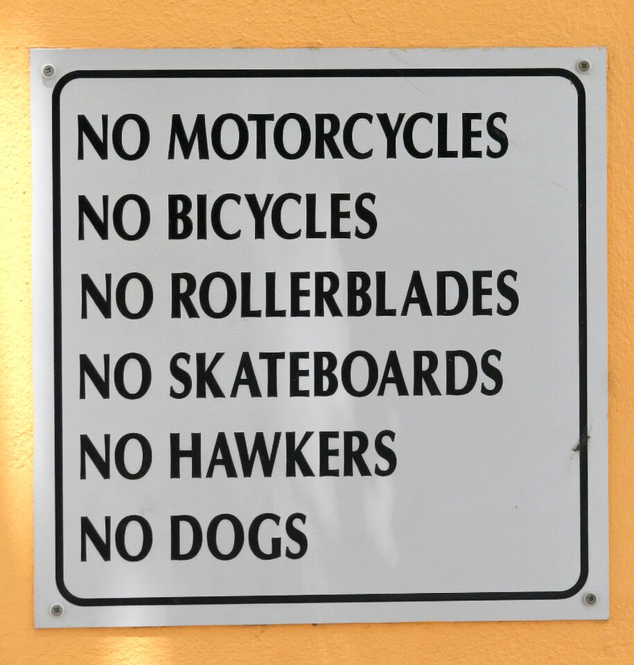 Announcement banned bicycle