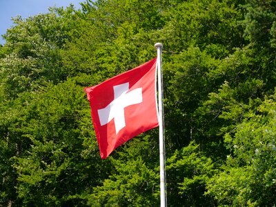 Swiss flag cross flag poles photo