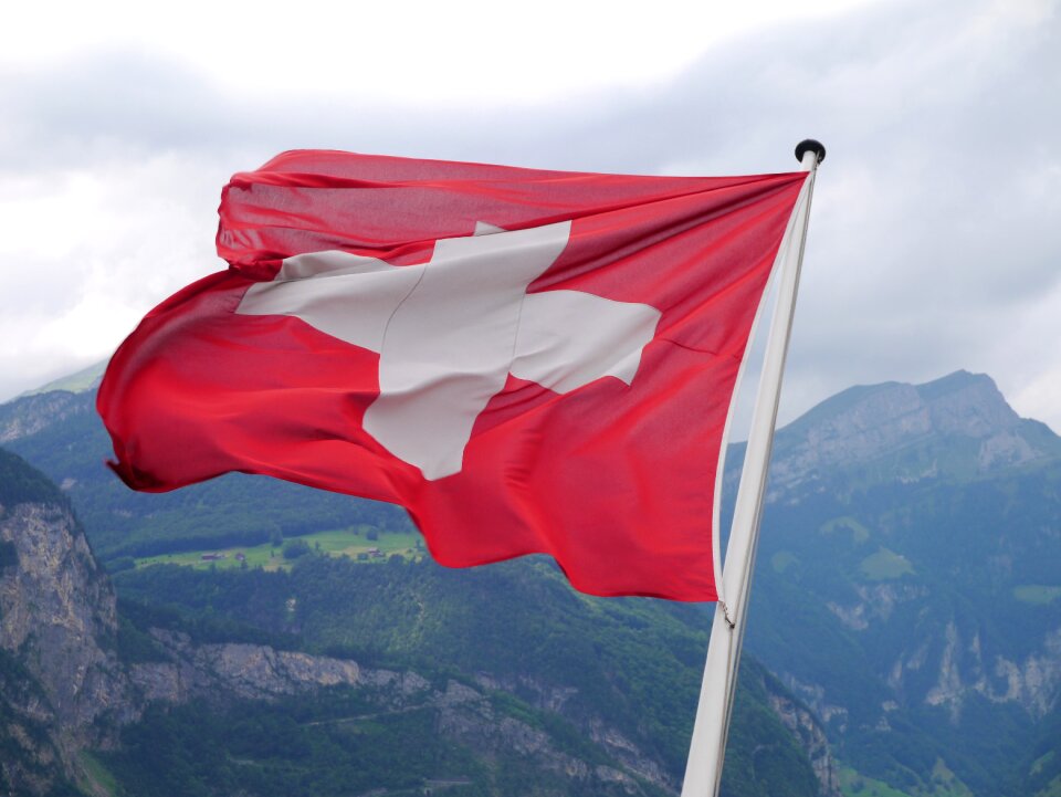 Swiss flag cross flag poles