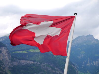 Swiss flag cross flag poles