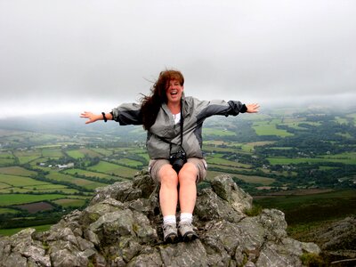 Climbing woman hiking