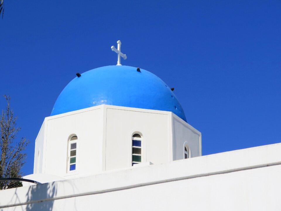 Church blue sky greece