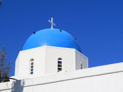 Church blue sky greece