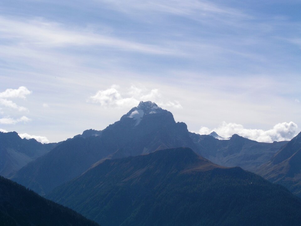 Mountain panorama hazy steep
