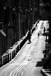 Evening light shadow black and white photo