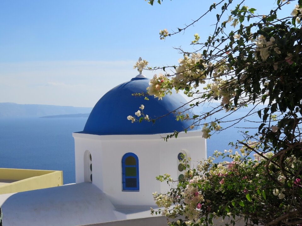Church blue sky greece