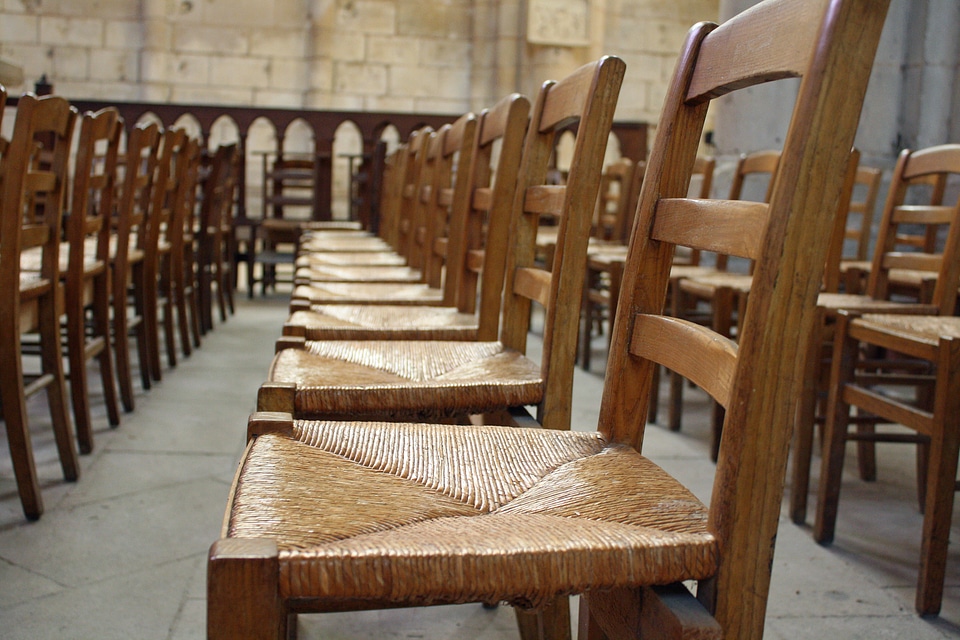 Empty wooden rows photo