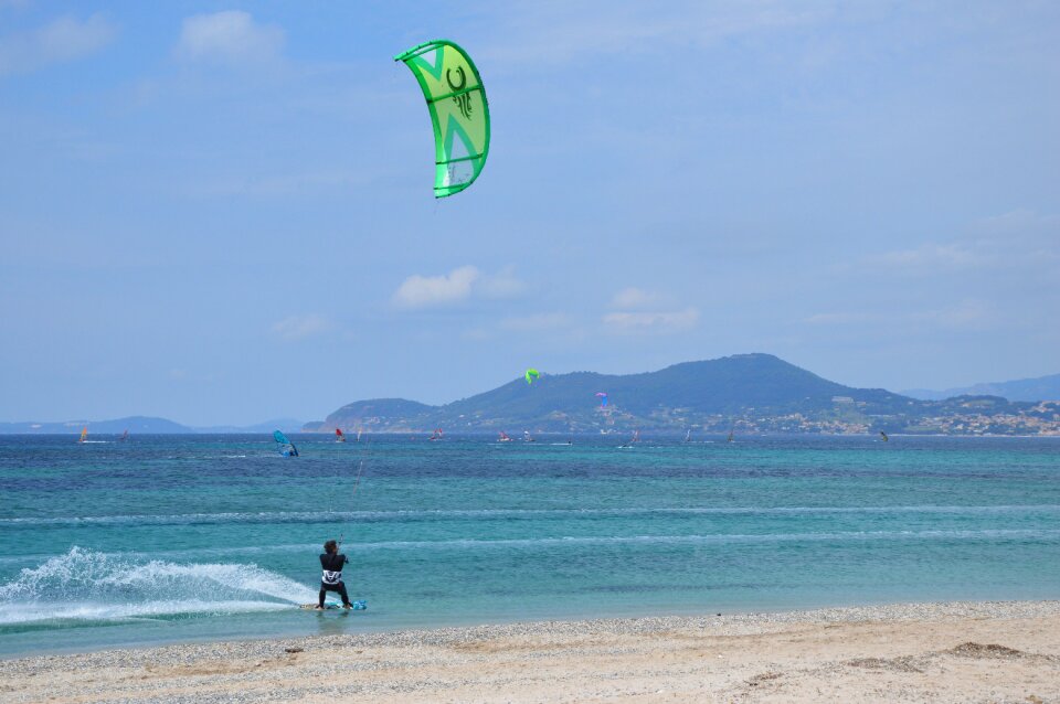 Kitesurfing beach sea