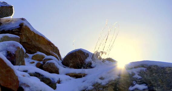 Winter sunny day mountain landscape photo