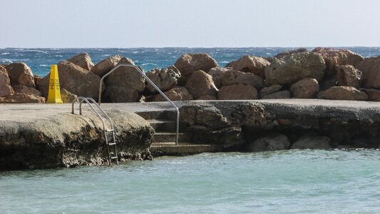 Natural pool stair steps