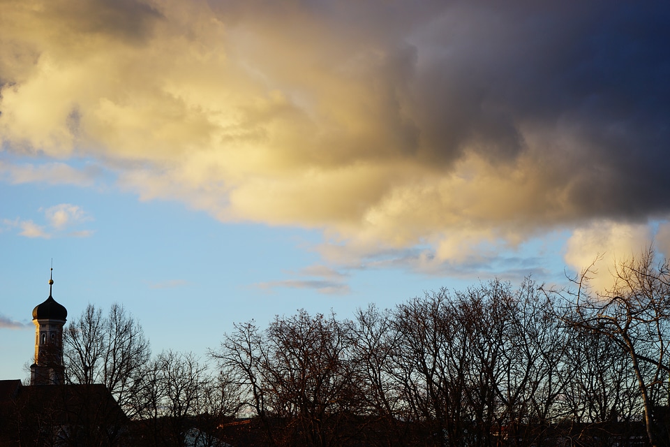 Steeple city view trees