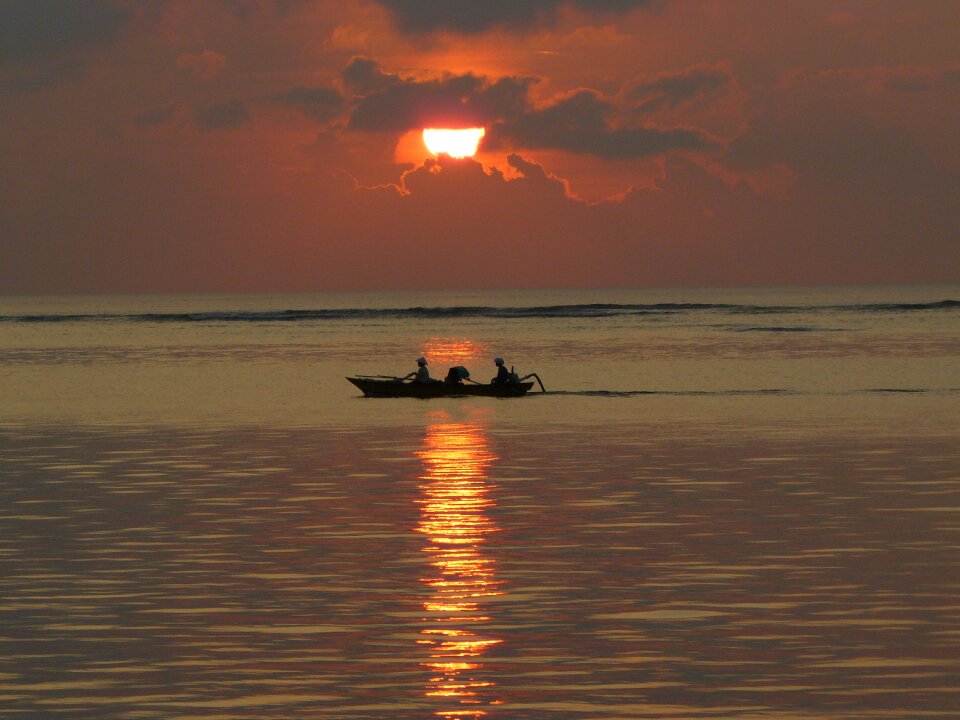 Boat sea dusk