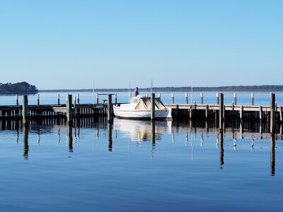 Sea jetty reflection photo