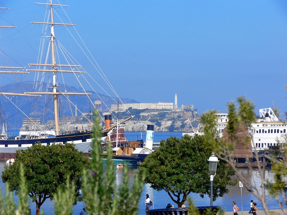 Ship sailing ship prison island