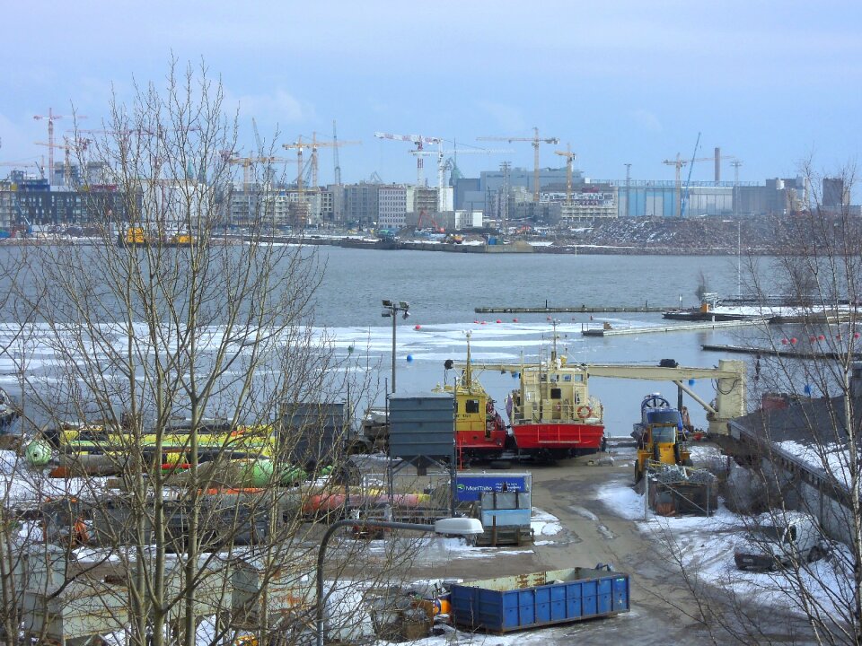 Lifting cranes blue helsinki