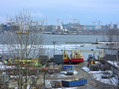 Lifting cranes blue helsinki