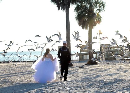 Beach wedding bride groom