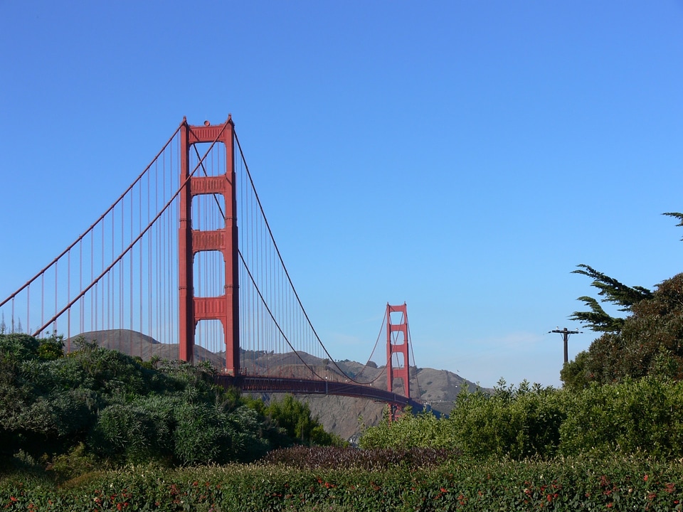 Red bridge famous bridge california