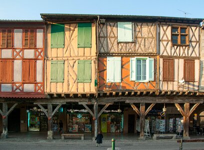 Timbered houses arcades shutters