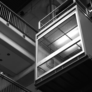 Black and white steel lift