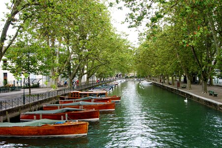 Water channels wooden boat