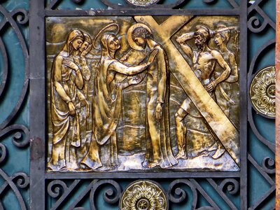 Door bronze crucifixion