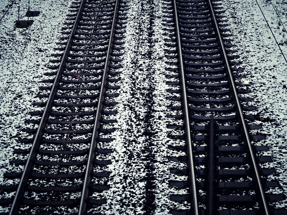 Winter railway rails