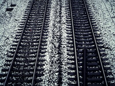 Winter railway rails