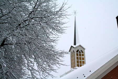 Steeple winter snow photo