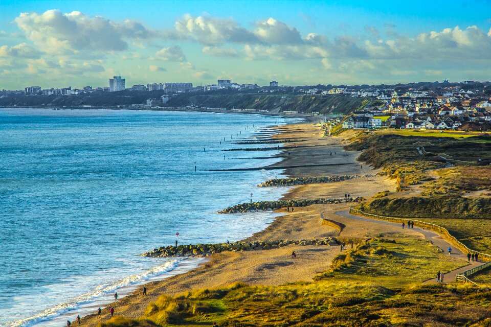 Beach panorama breakwaters