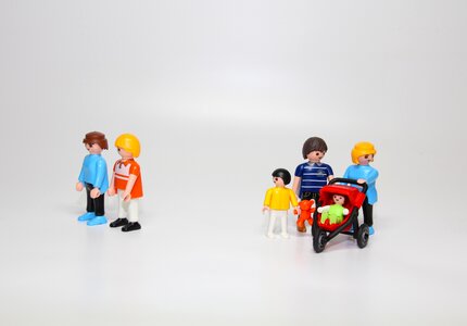 Family play baby carriage photo