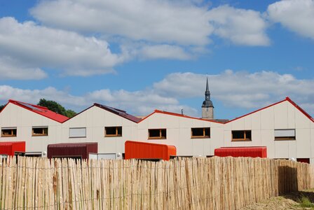 Grasslands of orgères village houses photo
