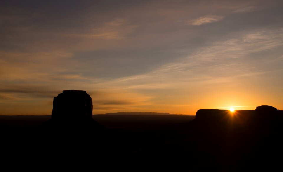 Monument valley silhouette sky