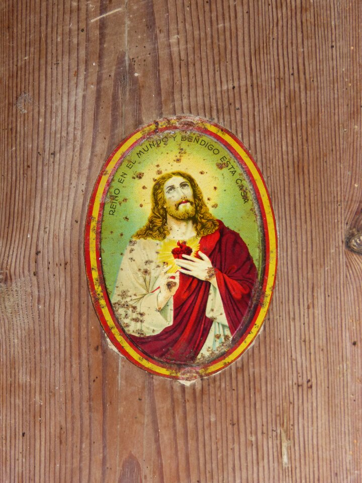 Amulet sacred heart enamelled sheet