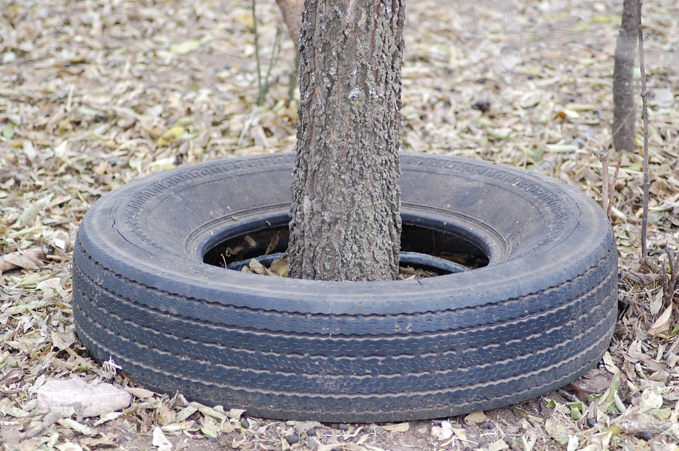 Rubber wheel overgrown
