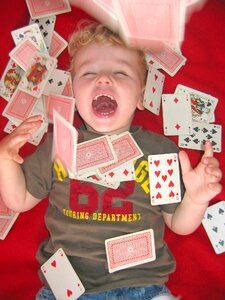 Playing cards happy laugh