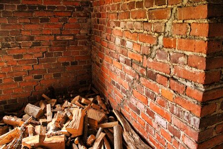 Firewood construction wall photo