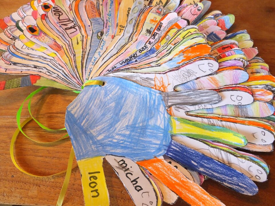 Children's hands range farewell