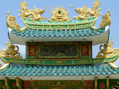 Buddhism asia roof ornament photo