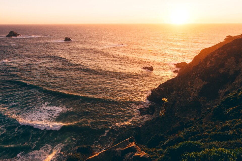 Cliff water orange