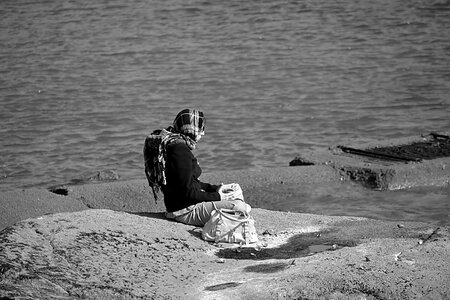 Meditation black and white humans