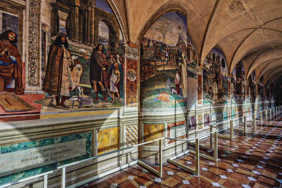 Tuscany architecture oliveto maggiore abbey rises