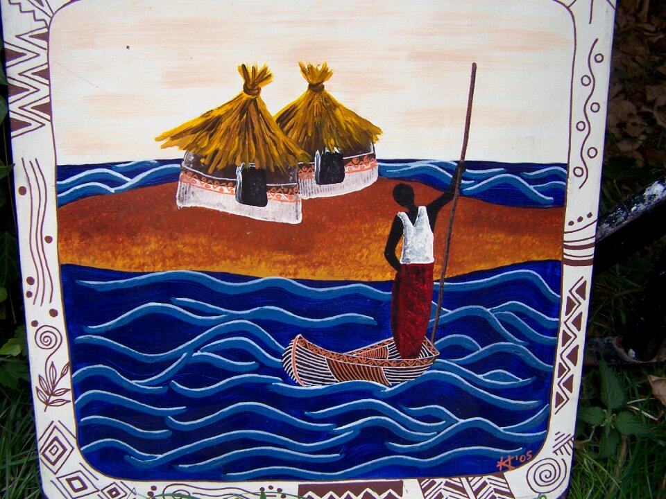 Painting sea boat
